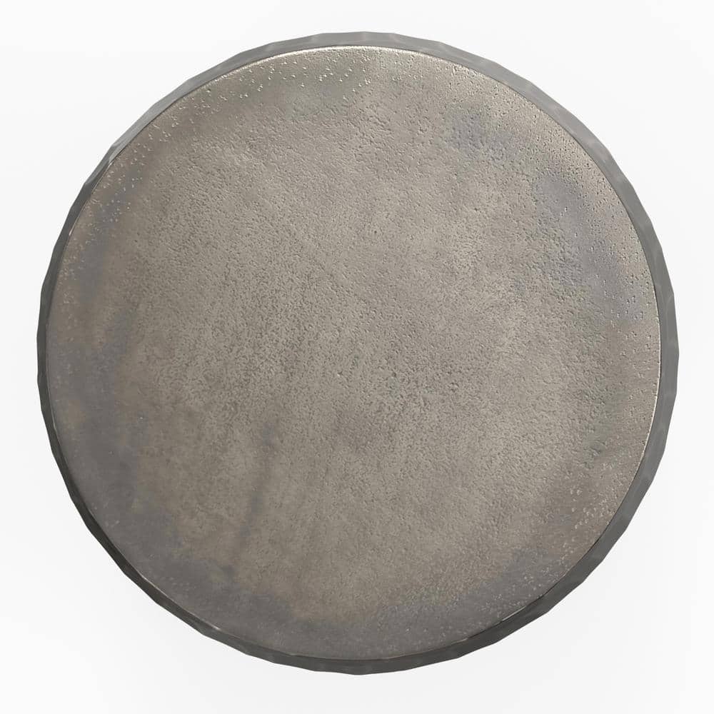 Graphite Round Cast Aluminum Drum Side Table