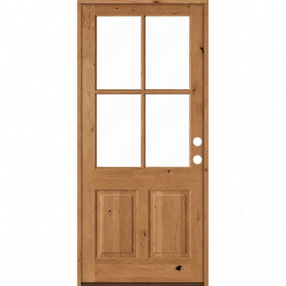 36 in. x 96 in. Knotty Alder Left-Hand/Inswing 4-Lite Clear Glass BEHR Cedar Stain Wood Prehung Front Door price history on PriceWatchPro