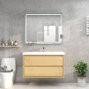 Sage 41.5 in. W x 19.75 in. D x 24.75 in. H Vanity in Light Oak with Reinforced Acrylic Vanity Top in White