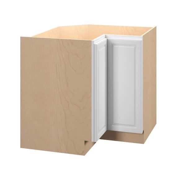 Brighton Raised 36 in. W x 34.5 in. H x 24 in. D Plywood Assembled Corner Lazy Susan Base-Left in Painted White