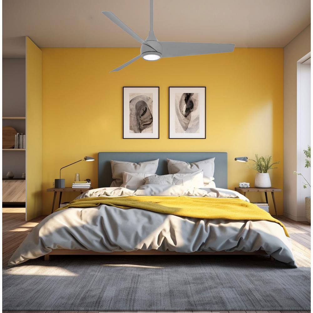 52'' Gray Steel LED Smart Ceiling Fan with Remote Control