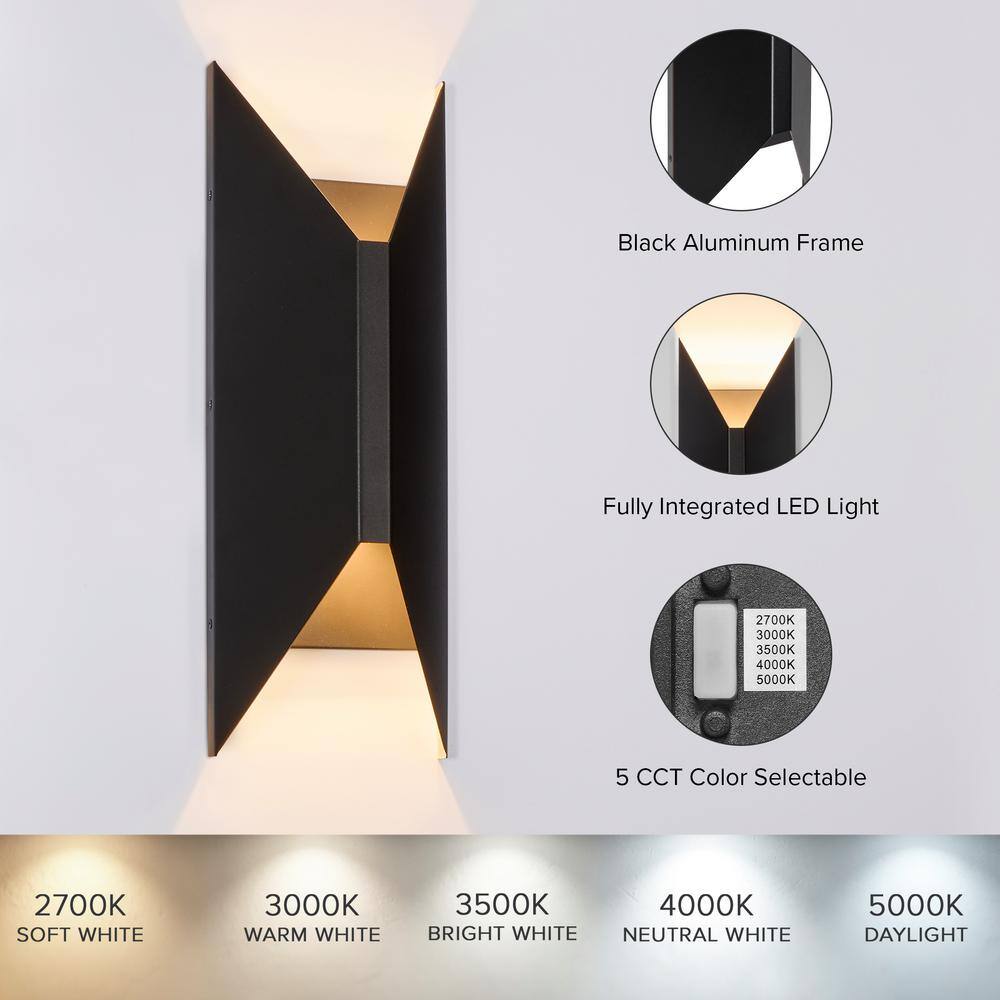 Black Matte LED Outdoor Wall Sconce with Tunable White Light