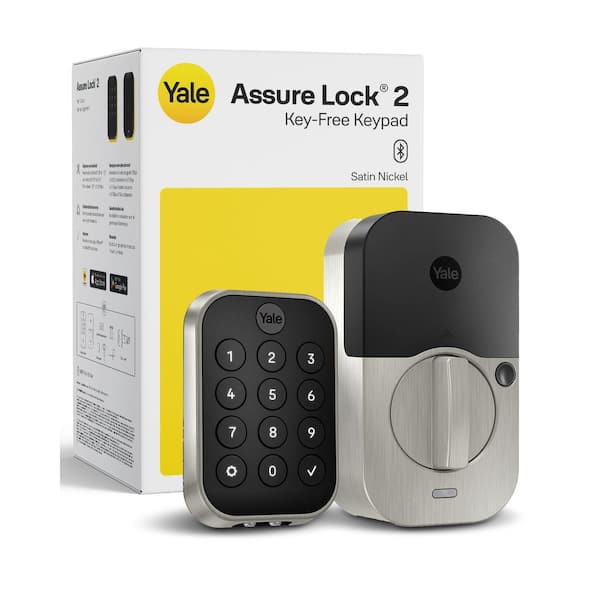 Assure Lock 2; Keyless Smart Door Lock with Bluetooth and Pushbutton Keypad, Satin Nickel