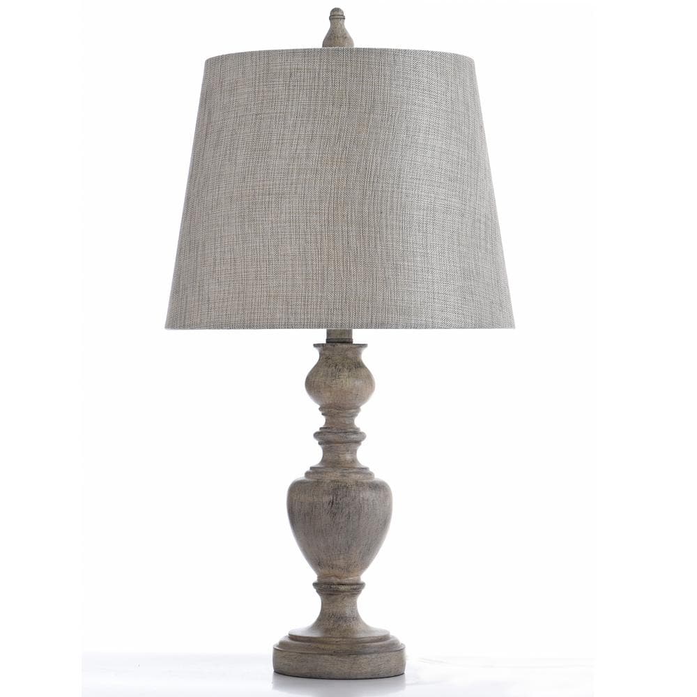 Stylecraft 25 In Distressed Gray Cream Table Lamp With Gray Cream Hardback Fabric Shade L27726ds The Home Depot