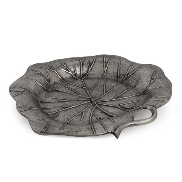 Haily Nickel Tone Flower Shaped Aluminium Decorative Tray Platter