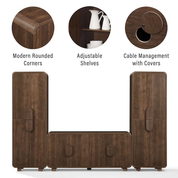 co_fe コフェ ウッドボード トレイ CROSLEY FURNITURE Millie Brown Wood 3-PC Buffet and Pantry Set