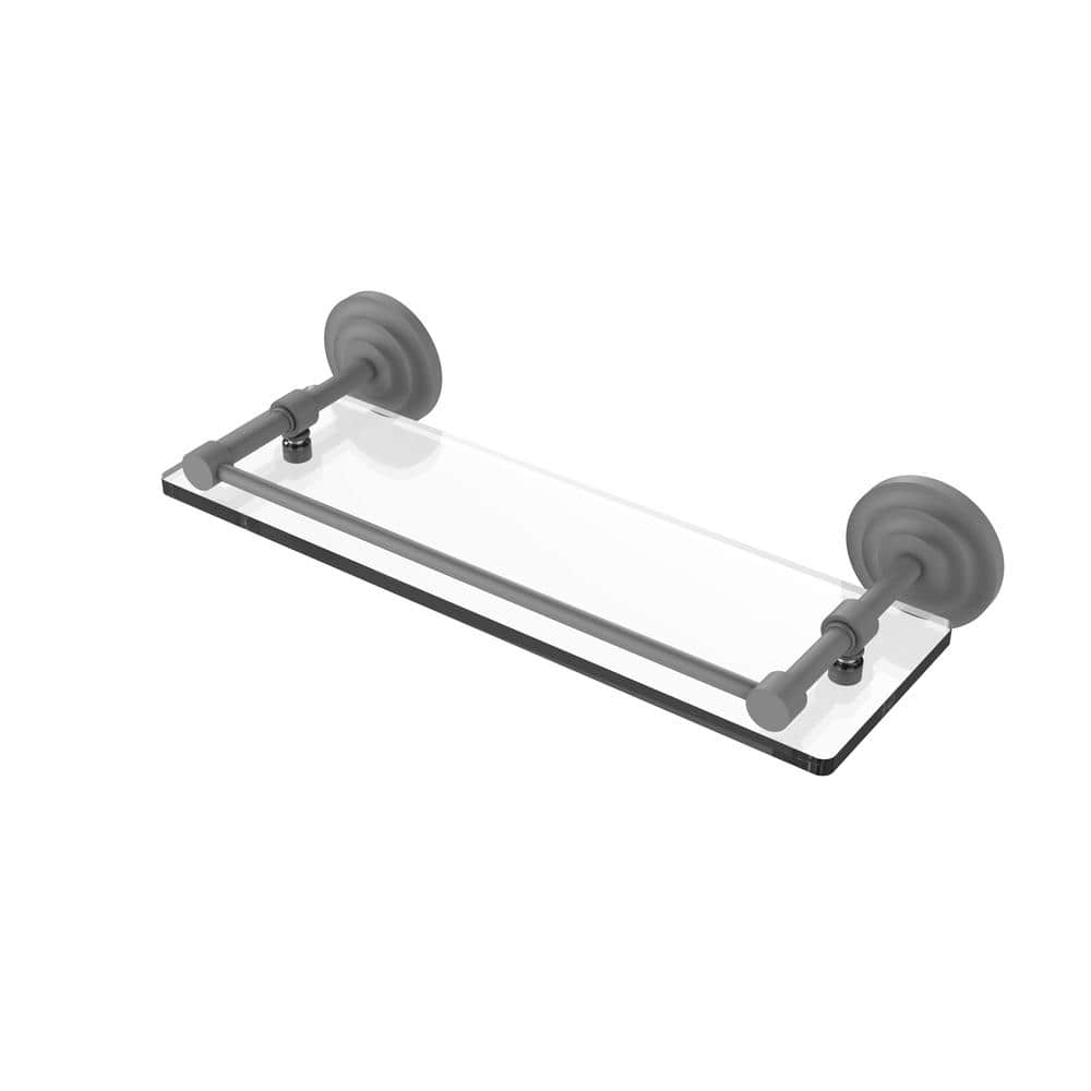 Allied Brass Que New 16 in. x in. x in. Tempered Glass Shelf with Gallery  Rail in Matte Gray QN-1/16-GAL-GYM The Home Depot