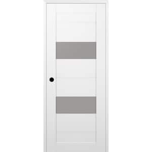 Vita 18 in. x 96 in. Right Hand 2 Lite Frosted Glass Snow White Composite Wood Single Prehung Door