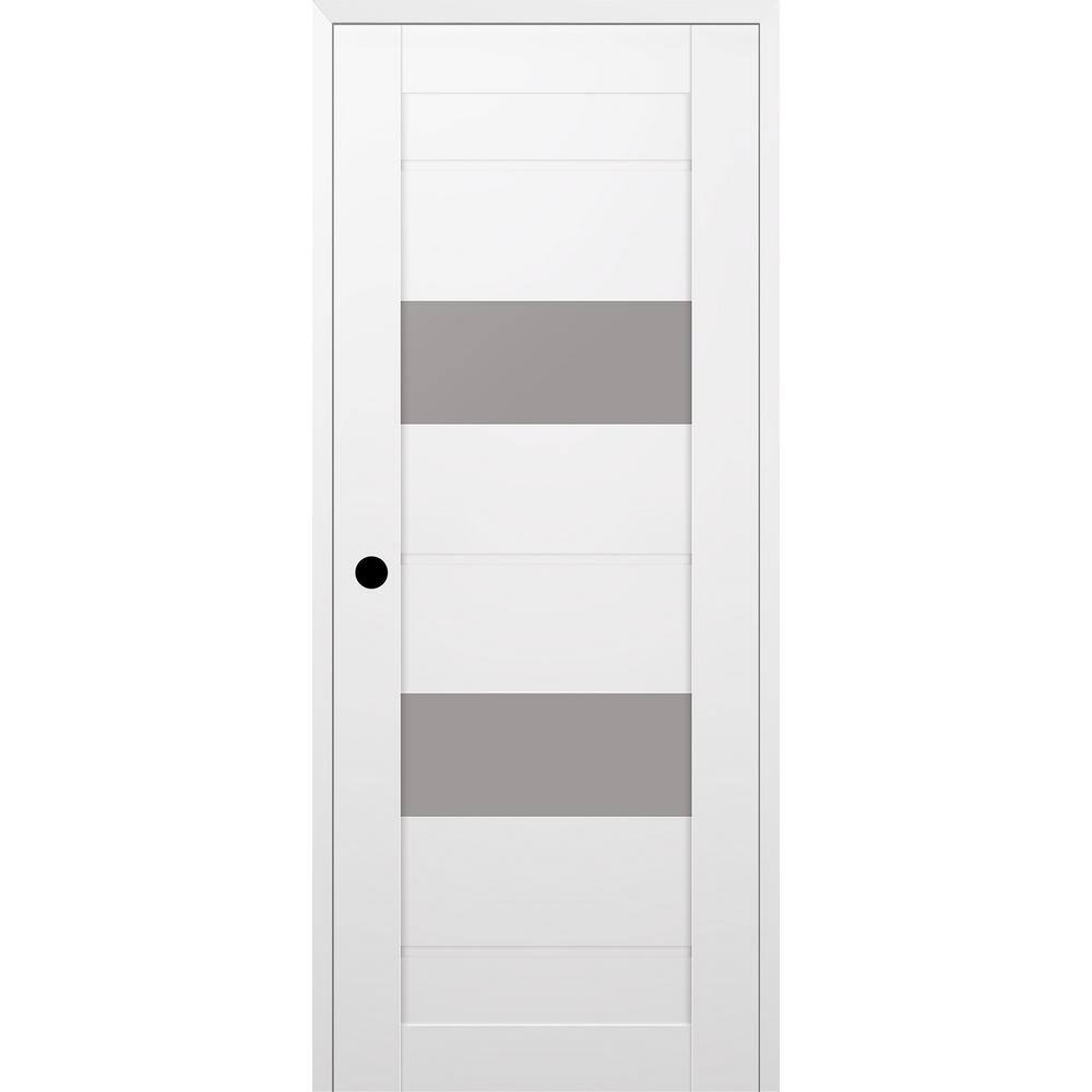 Vita 30 in. x 96 in. Right Hand 2 Lite Frosted Glass Snow White Composite Wood Single Prehung Door price history on PriceWatchPro
