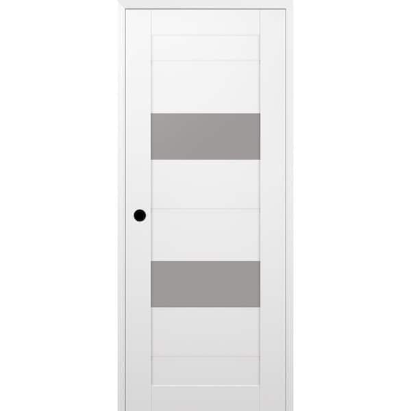 Vita 30 in. x 80 in. Right Hand 2-Lite Frosted Glass Snow White Composite Wood Single Prehung Door