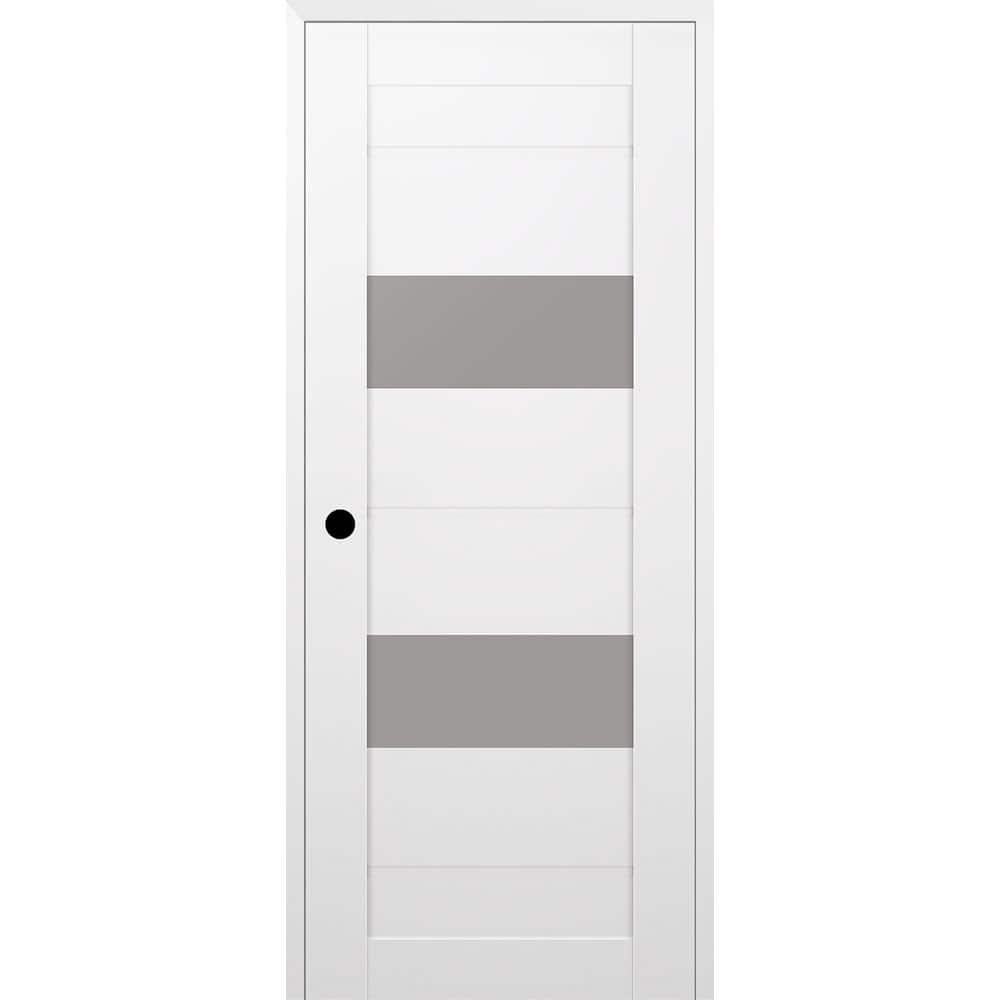 Vita 36 in. x 84 in. Right Hand 2 Lite Frosted Glass Snow White Composite Wood Single Prehung Door price history on PriceWatchPro