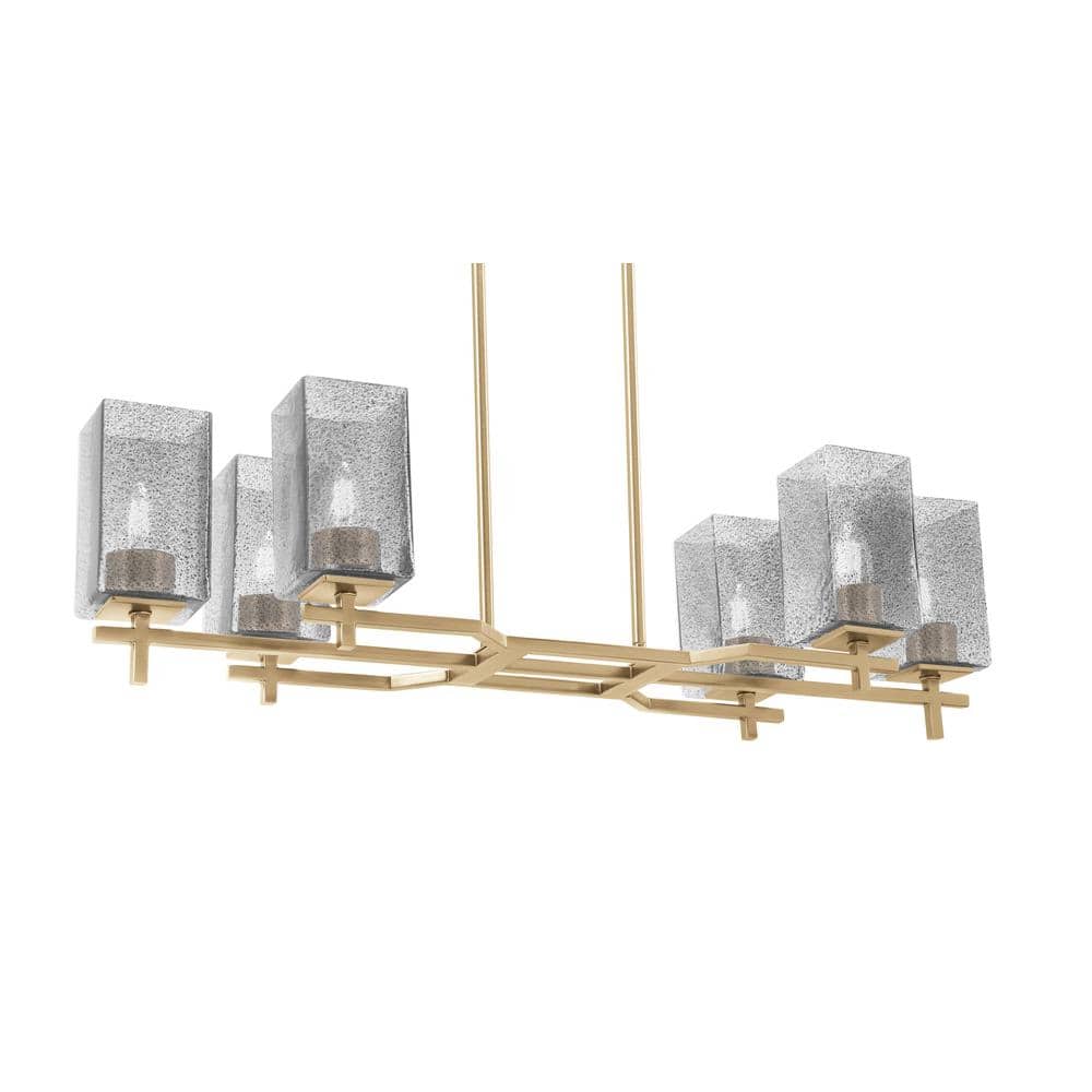 Bridgewater 6-Light New Age Brass Linear Chandelier, Any Room with 3.5 in. 