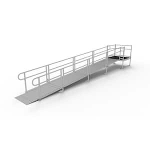 PATHWAY 22 ft. Straight Aluminum Wheelchair Ramp Kit with Solid Surface Tread, 2-Line Handrails and 4 ft. Top Platform