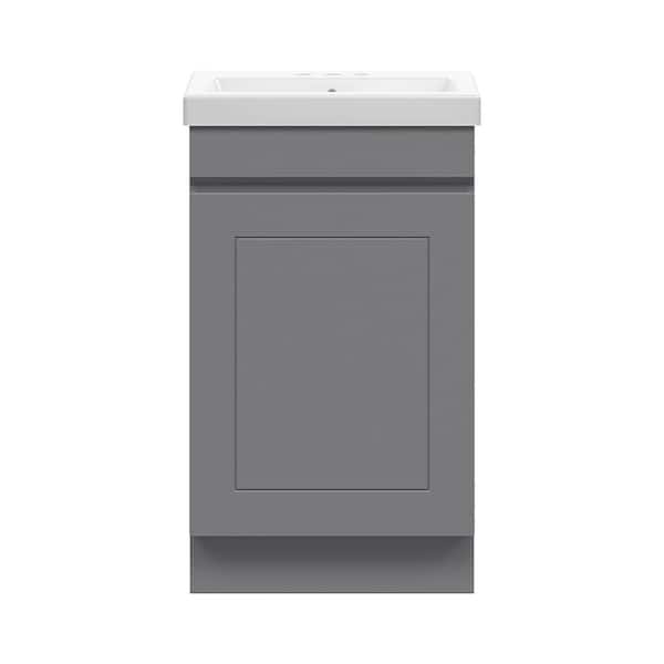 Glacier Bay Indale 20 in. W x 16 in. D Vanity in Twilight Gray with Porcelain Vanity Top in Solid White with White Basin