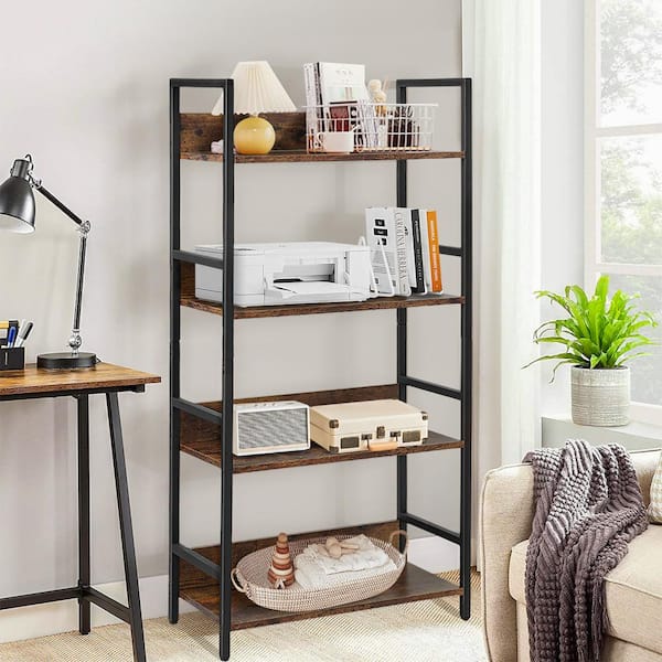 Fencer Wire 4 Tier Free Standing Shelf, 24 Inch Width Bookshelf, Bookcase  Shelf Storage Organizer, Industrial Book Shelves for Home Office, Living