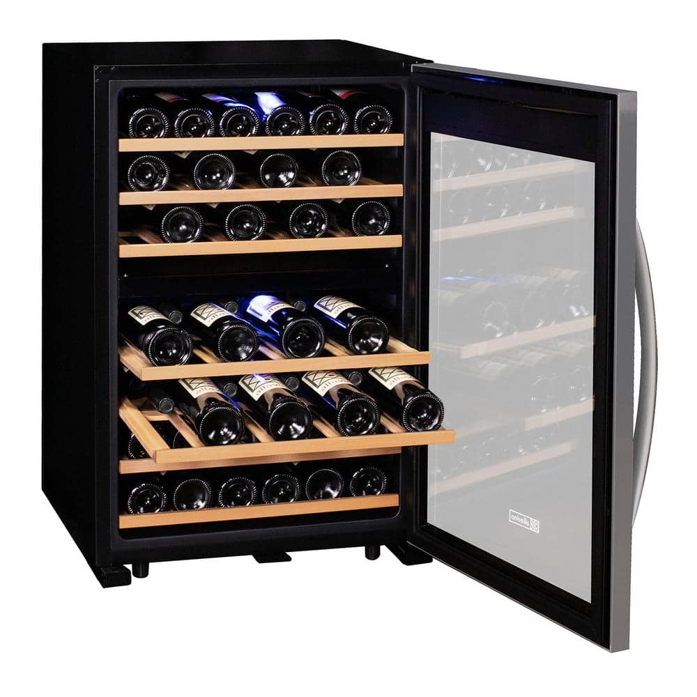 Stainless Steel Dual Zone Freestanding Wine Cooler with LED Lighting