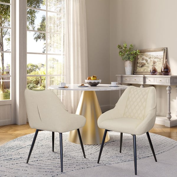 Clihome Fabric Soft Beige Dining Chairs (Set of 2)