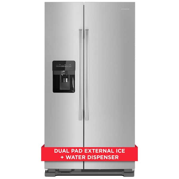 Amana 24.6 cu. ft. Side by Side Refrigerator with Dual Pad External Ice and Water Dispenser in Stainless Steel