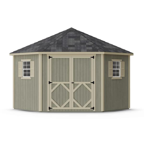 Classic Five Corner 10 ft. x 10 ft. Outdoor Wood Storage Shed Panelized Kit with Windows and Floor (87.5 sq. ft.)