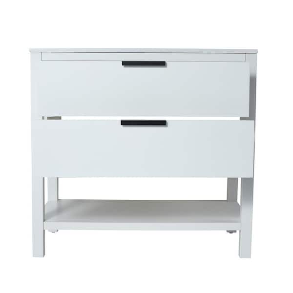 Boosicavelly 35.90 in. W x 18.30 in. D x 33.50 in. H Single Sink Freestanding Bath Vanity in Navy Blue with White Resin Top