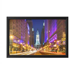 "City Hall Philadelphia 1" by Philippe Hugonnard Framed with LED Light Landscape Wall Art 16 in. x 24 in.