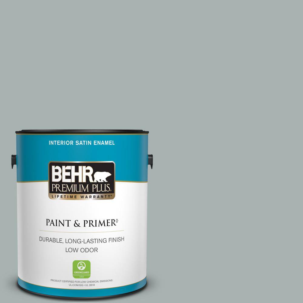 BEHR PREMIUM PLUS 1 gal. 730F4 Flint Smoke Satin Enamel Low Odor