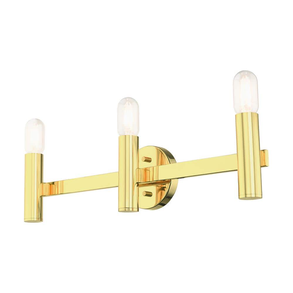 Polished Brass 3-Light Vanity with Steel Frame