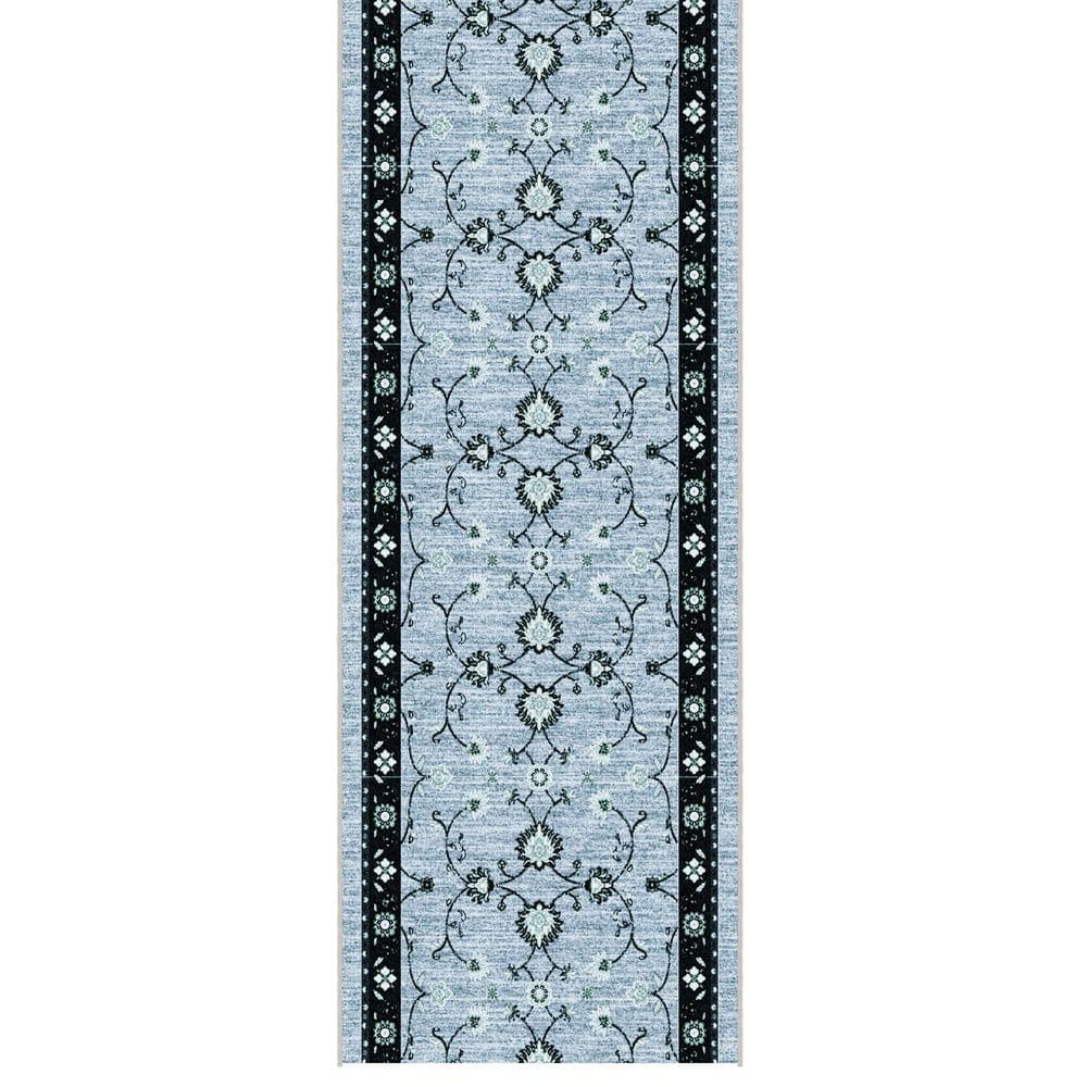 Ascend Non-Slip Rubberback 2 ft. x 7 ft. Indoor Custom Cut Extra Long Runner Rug 1 ft. 11 in. x 7 ft., Blue Mahal price history on PriceWatchPro