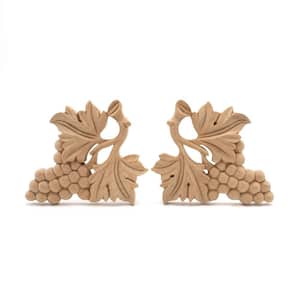1/2 in. x 3-5/8 in. x 4 in. Unfinished Hand Carved North American Alder Wood Grapes Applique and Onlay Moulding (2-Pack)