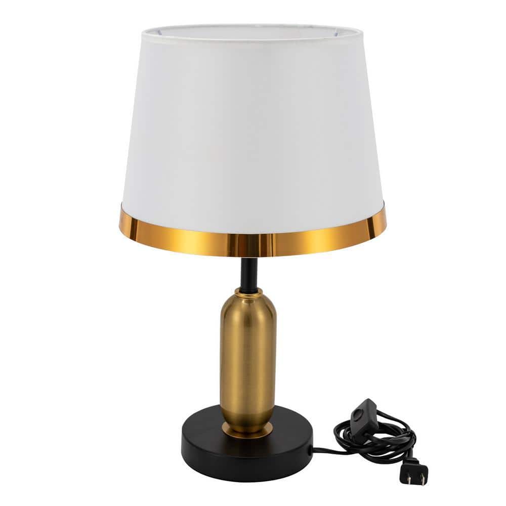 OUKANING 16.53 in. White Modern Task & Reading Plug-In Table Lamp for ...