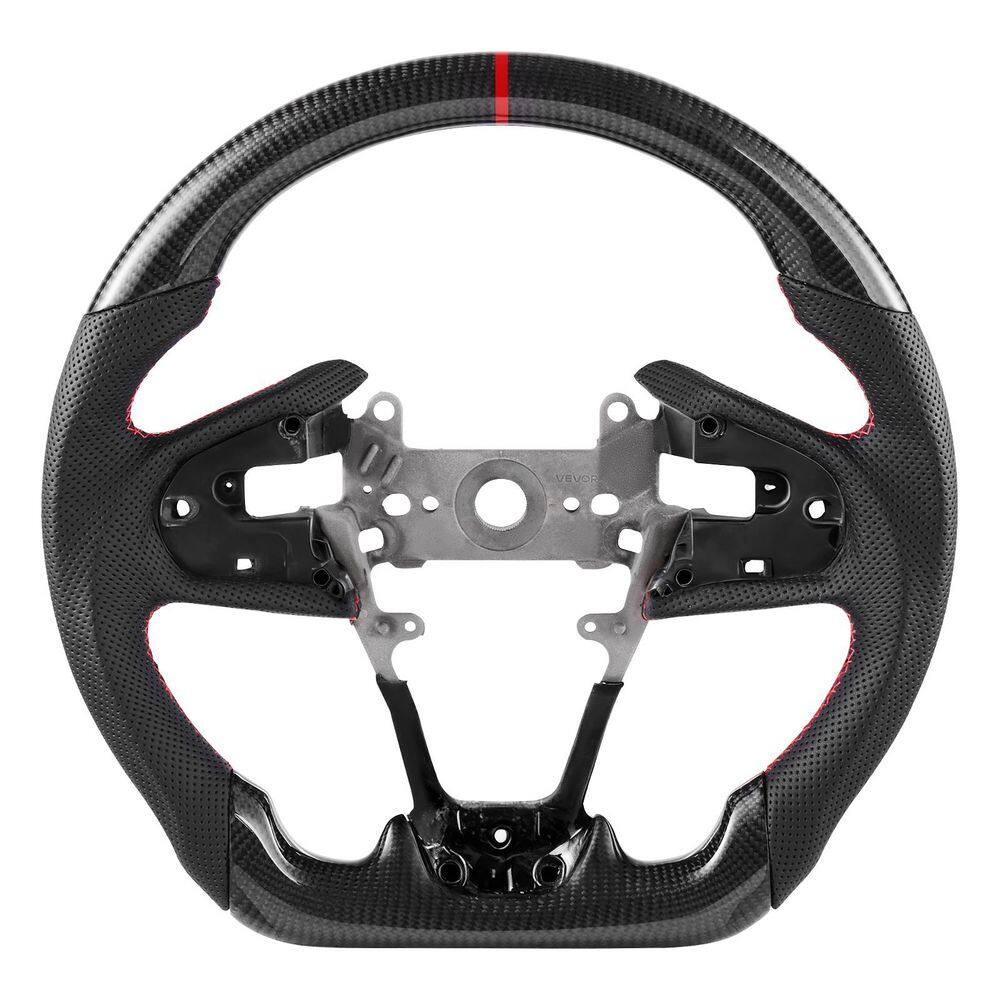 Carbon Fiber Steering Wheel for 2016-2021 Honda Civic, D-Shaped Flat-Bottom, Non-Slip Leather Grip with Stitching, Black price history on PriceWatchPro
