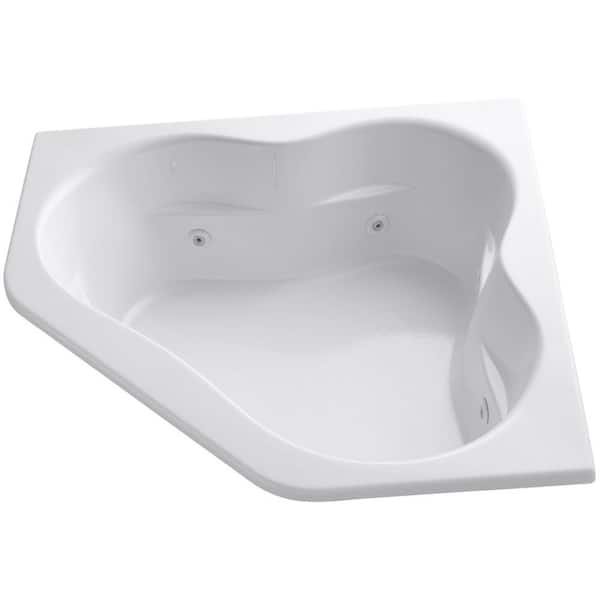 KOHLER Tercet 5 ft. Acrylic Corner Alcove Whirlpool Bathtub in White