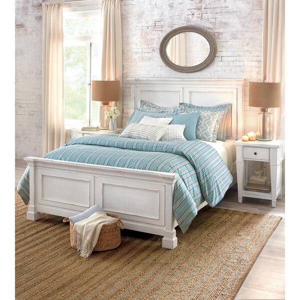 Bridgeport Antique White King Bed Frame 1872510460 The Home Depot Bridgeport Antique White King Bed Frame, Antique White King Bed Frame
