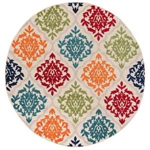 Oasis Medallion Multi-Color 8 ft. Round Indoor/Outdoor Area Rug