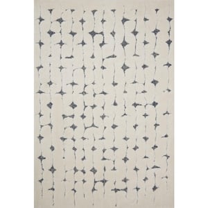 Hagen White/Navy 7 ft. 10 in. x 10 ft. 10 in. Contemporary 100% Polypropylene Pile Area Rug