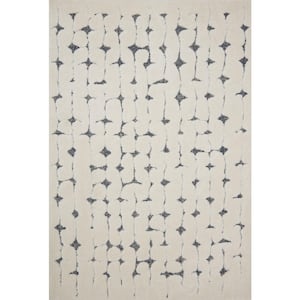 Hagen White/Navy 2 ft. 7 in. x 4 ft. Contemporary 100% Polypropylene Pile Area Rug