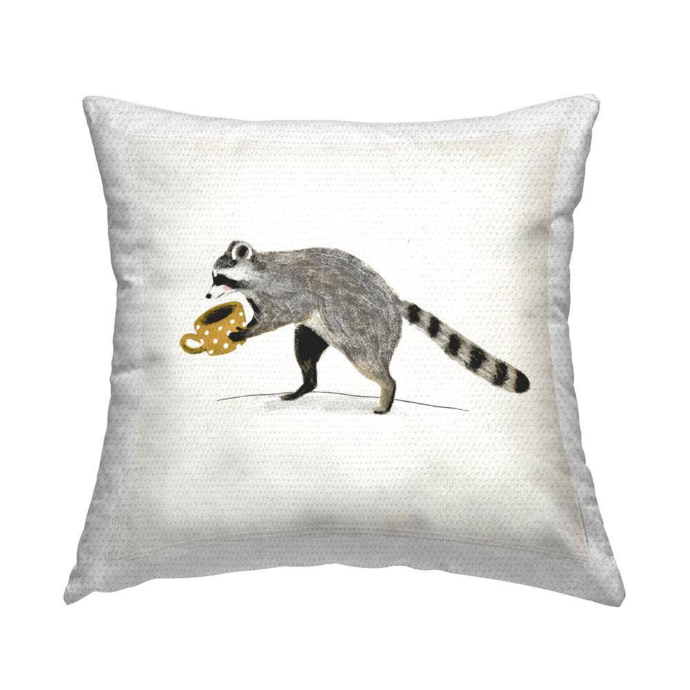 Raccoon and Coffee Mug Grey Square Outdoor Throw Pillow price history on PriceWatchPro