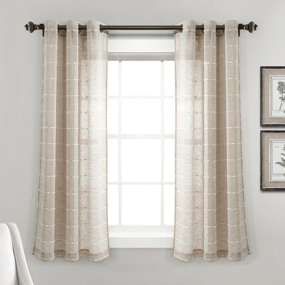 Neutral Sheer Polyester Grommet Window Curtain Panels 38" x 63"