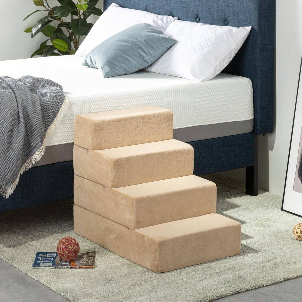 Beige 22" High-Density Foam 4-Step Pet Stairs