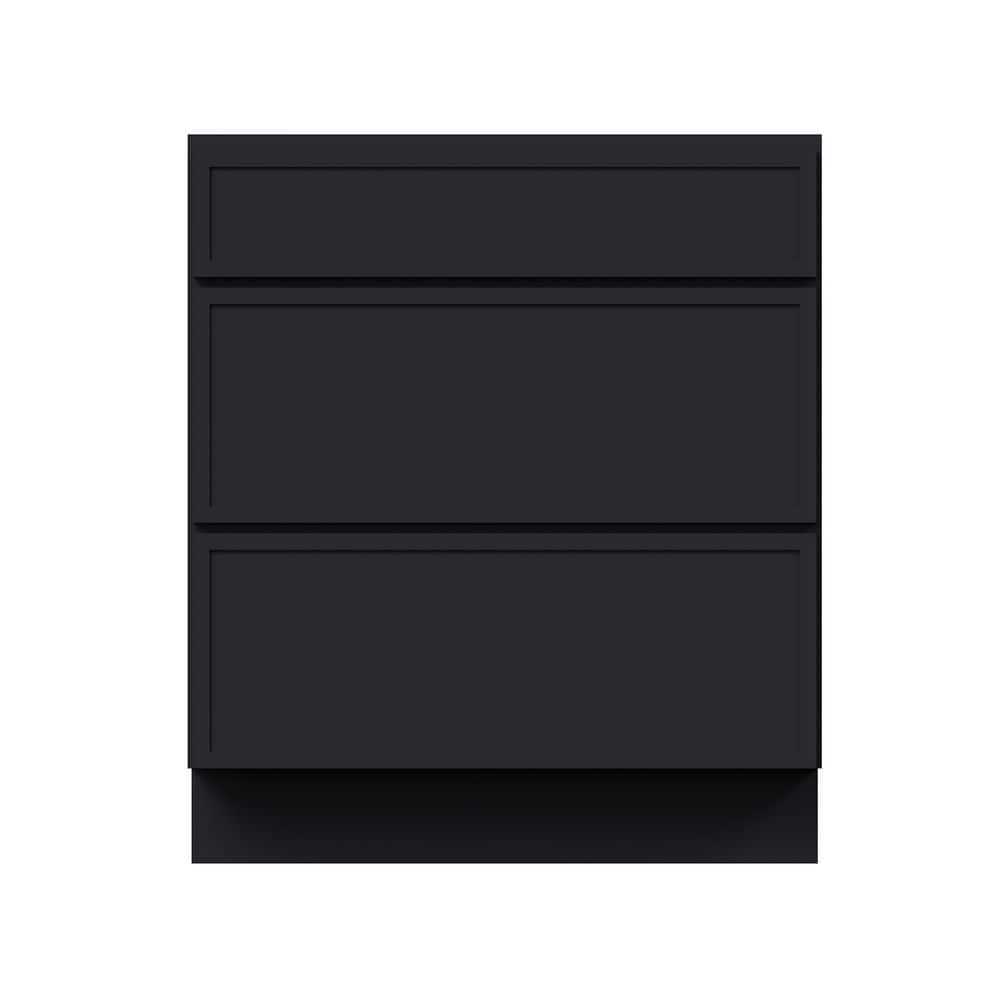 33 in. W x 24 in. D x 34.5 in. H RTA Solid Wood Frame Shaker Kitchen Cabinet in Ebony Black with Drawers price history on PriceWatchPro