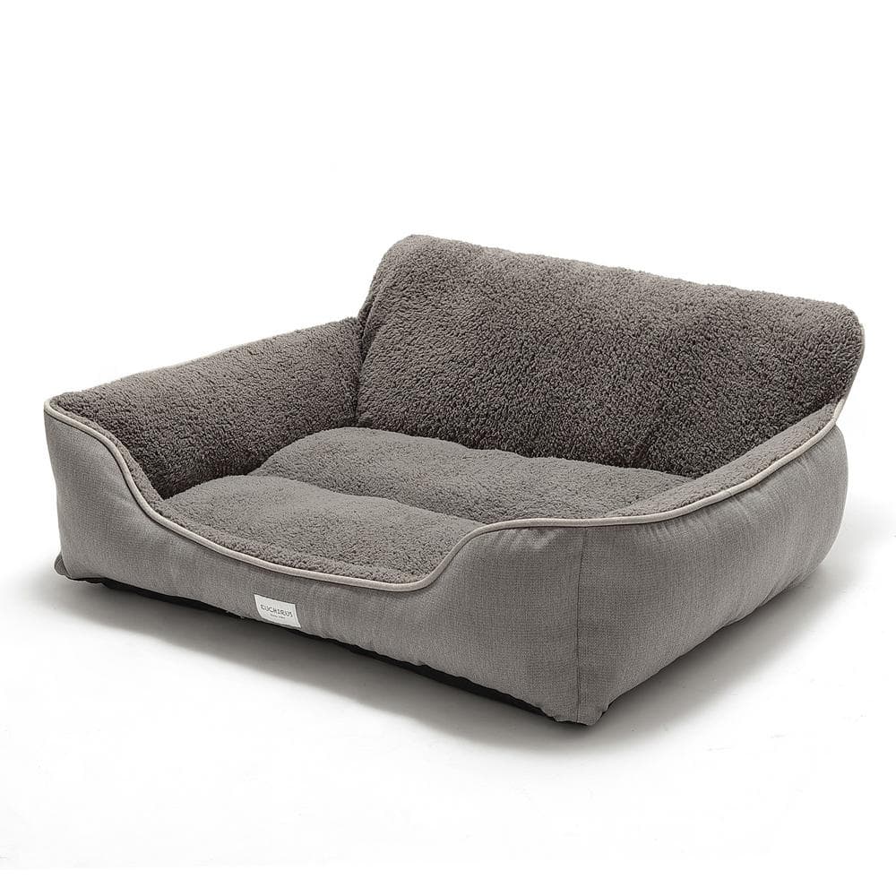 Medium Grey Orthopedic Outdoor Dog Bed with Bolster