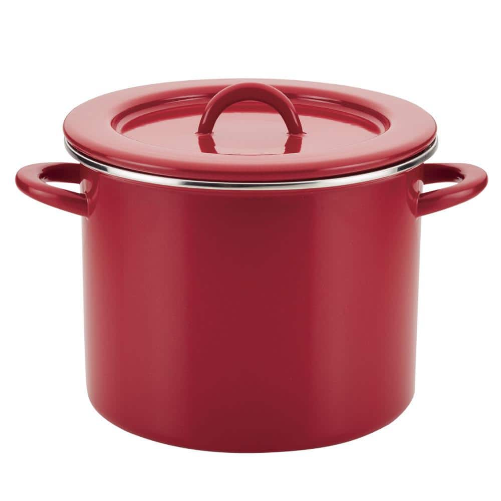 4 quart Stock Pot Hammered Red Cookware Inspire Home NIB