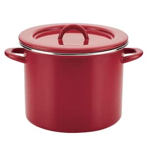Create Delicious 12 qt. Steel Stock Pot in Red Shimmer with Lid