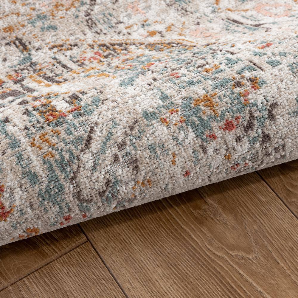 Faded Turkish Beige and Cream Synthetic Area Rug, 5' x 7'