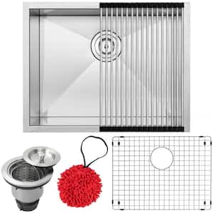 Pacific Zero Radius Undermount 16-Gauge Stainless Steel 22.5 in. Single Basin Kitchen and Bar Sink with Accessory Kit