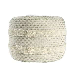 Dash White/Navy Striped Ombre Hand Woven Cotton Blend Pouf