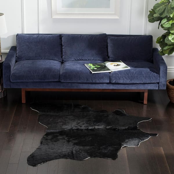 Cow Hide Black/Brown 4 ft. x 6 ft. Animal Print Area Rug