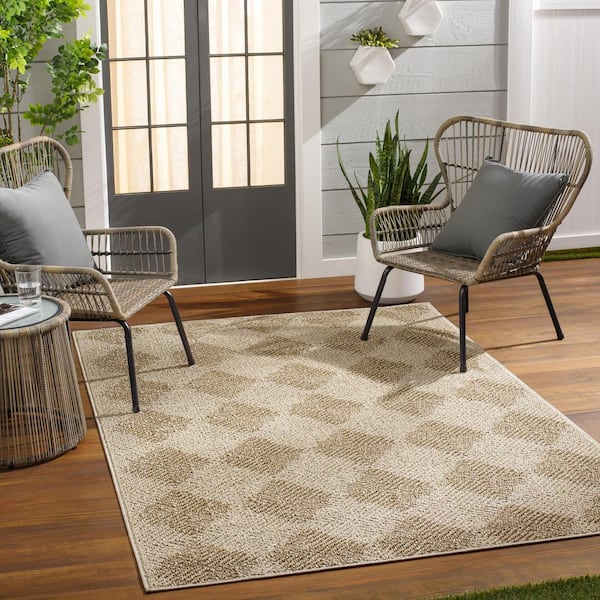 Livabliss Kaya Tan Cottage 8 ft. x 10 ft. Indoor/Outdoor Area Rug