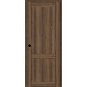 2 Panel Shaker 28 in. x 80 in. Right Hand Active Pecan Nutwood Wood Solid Core DIY-Friendly Single Prehung Interior Door