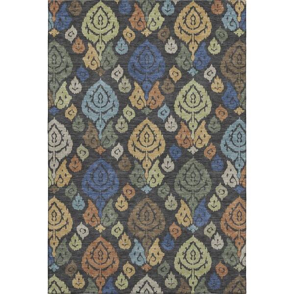 Mayfield Premium Machine Washable Abstract AMF2460 Charcoal 10 ft. x 14 ft. Area Rug